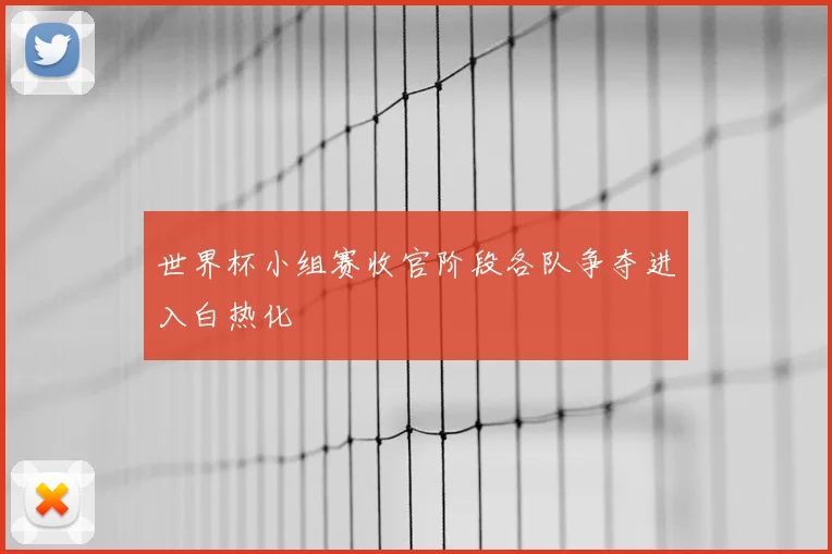 世界杯小组赛收官阶段各队争夺进入白热化